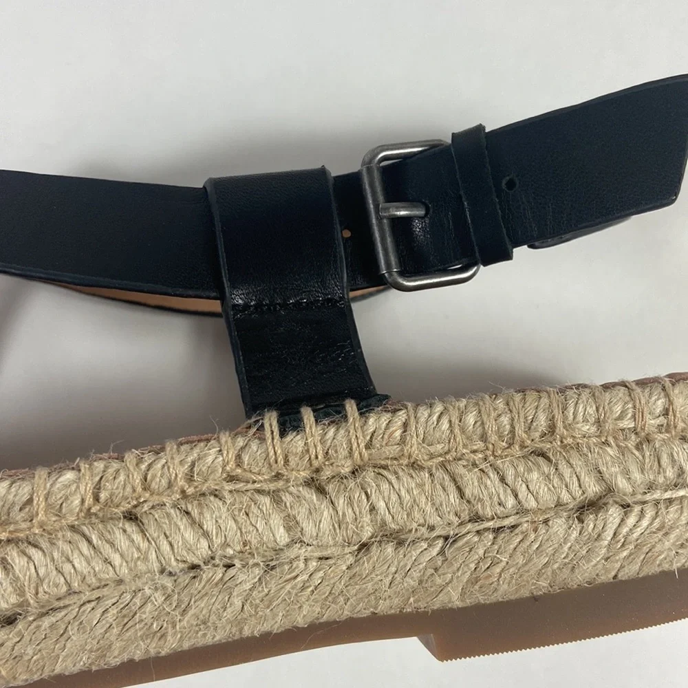 Madewell Black Leather Crisscross Espadrille Sandals